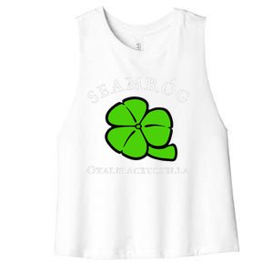 Green Shamrock Saint Patrick's Day Floral Vector Art Women's Racerback Cropped Tank