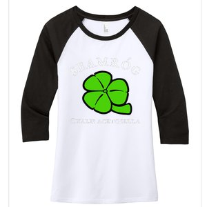 Green Shamrock Saint Patrick's Day Floral Vector Art Women's Tri-Blend 3/4-Sleeve Raglan Shirt