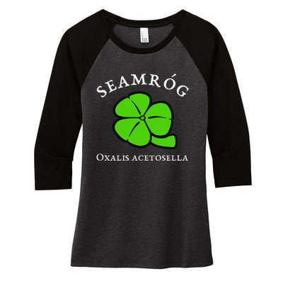 Green Shamrock Saint Patrick's Day Floral Vector Art Women's Tri-Blend 3/4-Sleeve Raglan Shirt