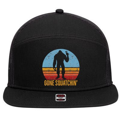  Gone Squatchin Sasquatch Peace 7 Panel Mesh Trucker Snapback Hat