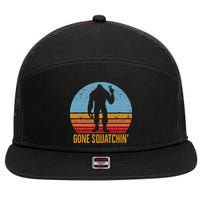  Gone Squatchin Sasquatch Peace 7 Panel Mesh Trucker Snapback Hat