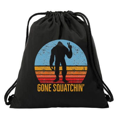  Gone Squatchin Sasquatch Peace Drawstring Bag