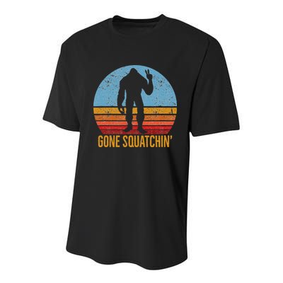  Gone Squatchin Sasquatch Peace Youth Performance Sprint T-Shirt