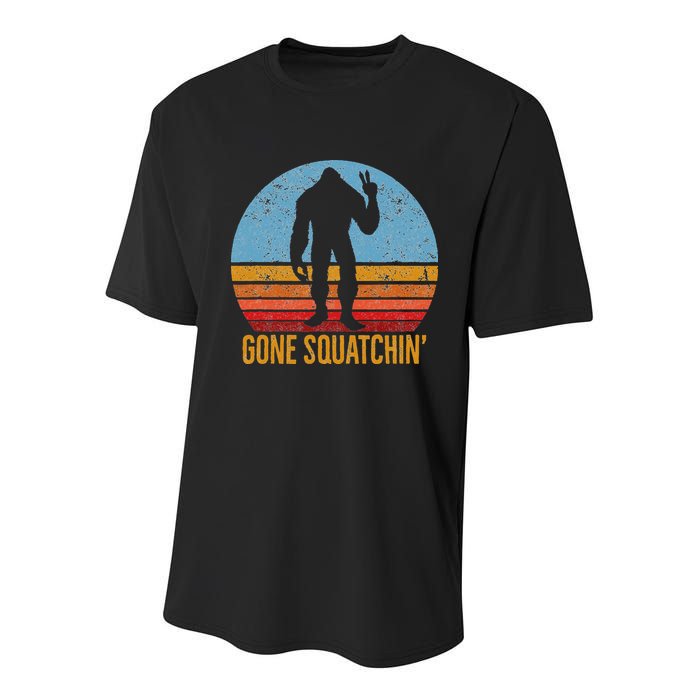  Gone Squatchin Sasquatch Peace Youth Performance Sprint T-Shirt
