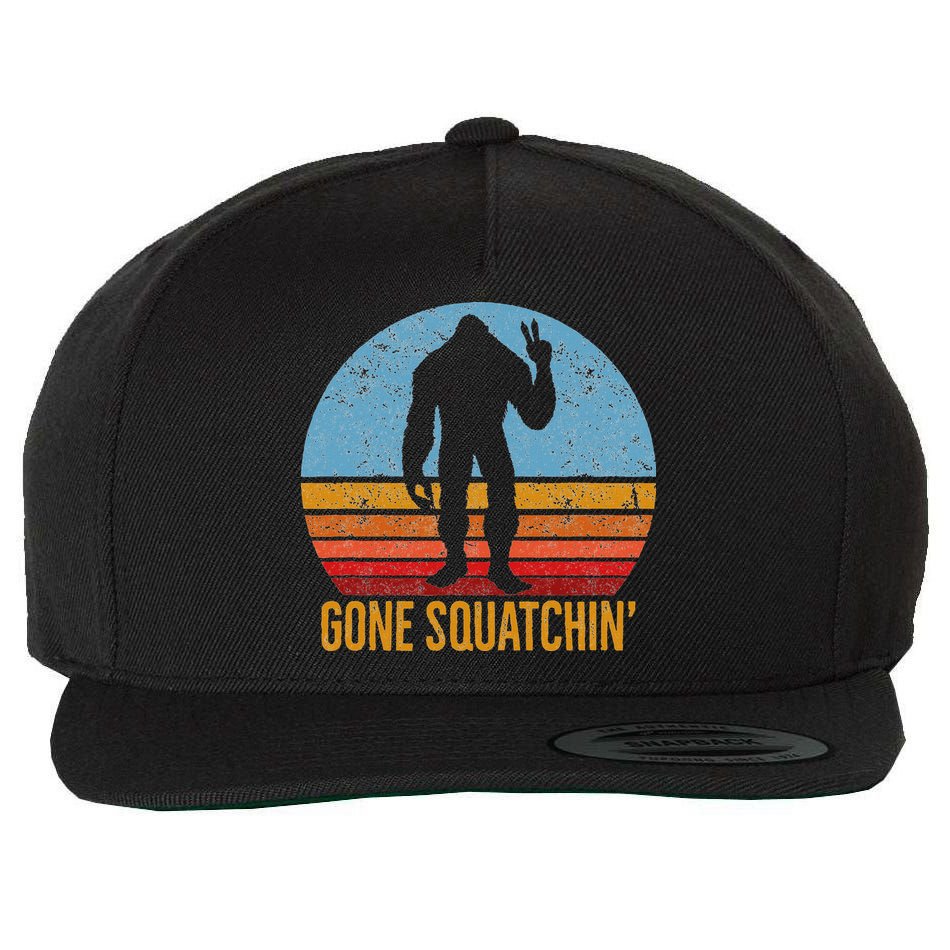  Gone Squatchin Sasquatch Peace Wool Snapback Cap