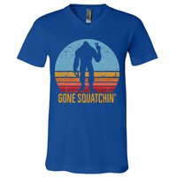  Gone Squatchin Sasquatch Peace V-Neck T-Shirt