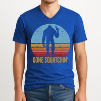  Gone Squatchin Sasquatch Peace V-Neck T-Shirt