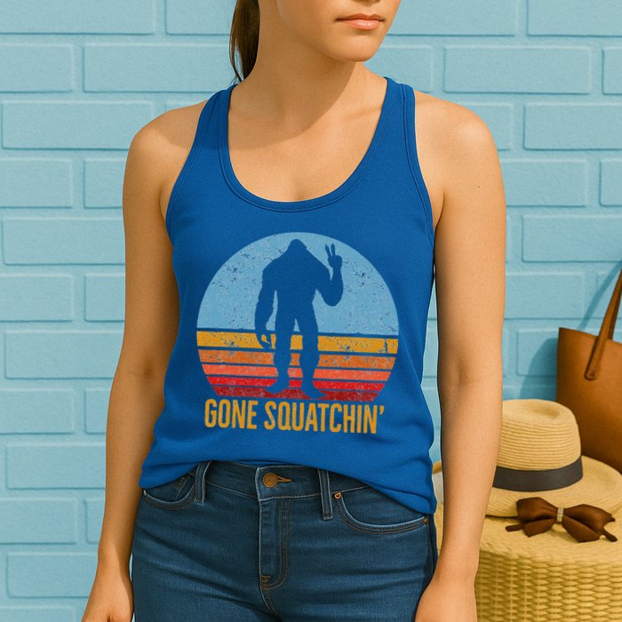  Gone Squatchin Sasquatch Peace Womens Tank Top
