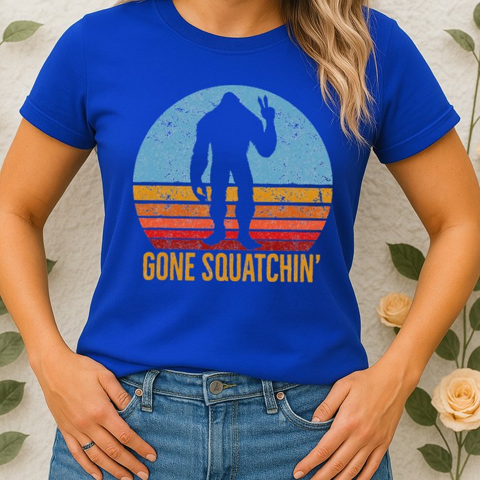  Gone Squatchin Sasquatch Peace Womens T-Shirt