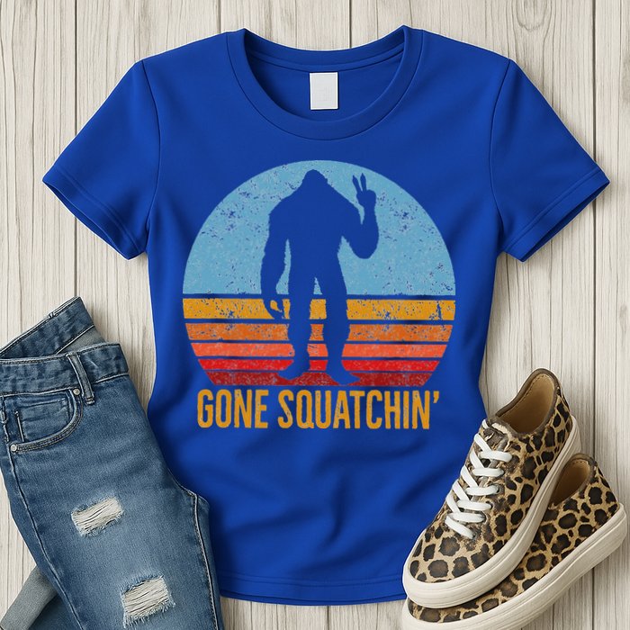  Gone Squatchin Sasquatch Peace Womens T-Shirt