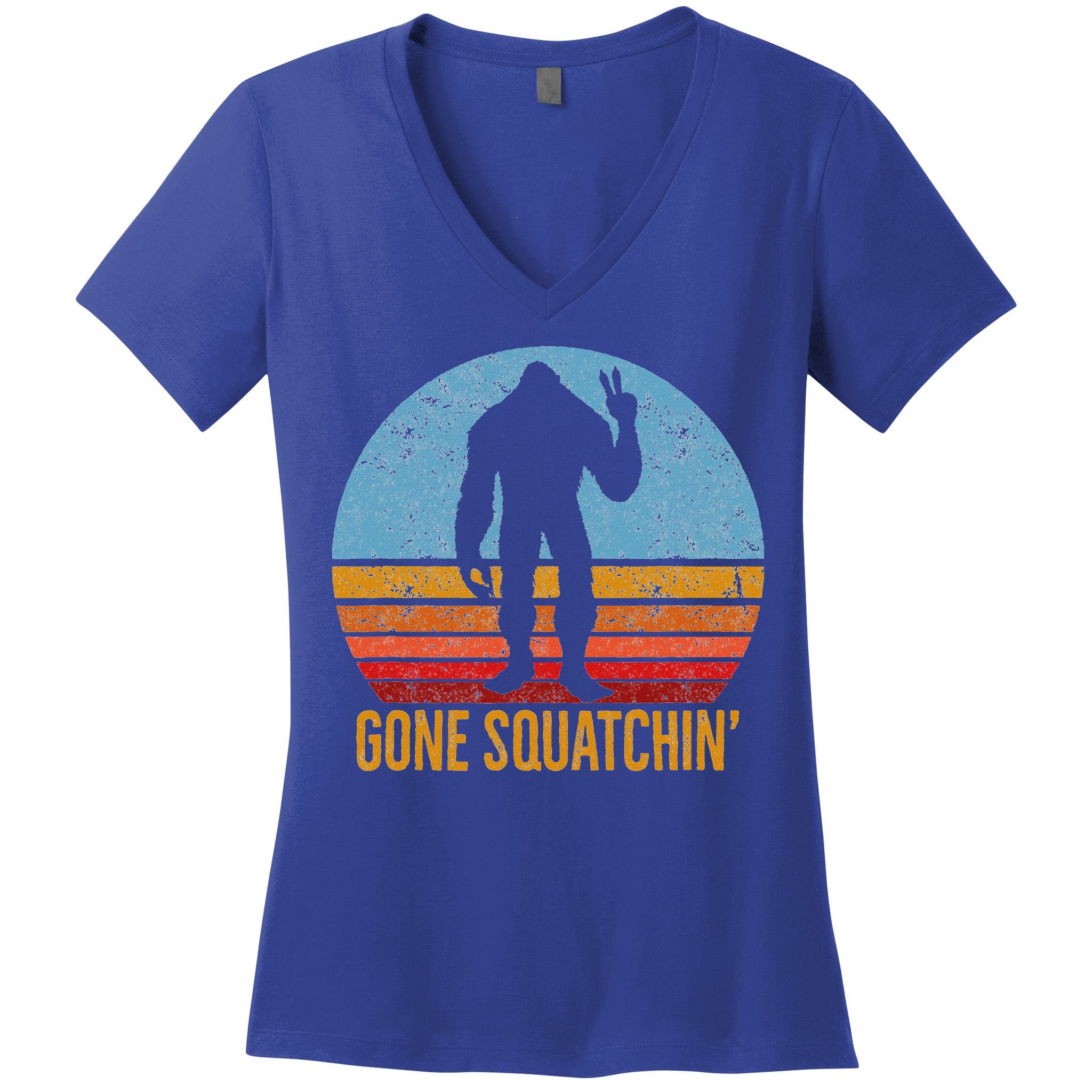  Gone Squatchin Sasquatch Peace Women's V-Neck T-Shirt