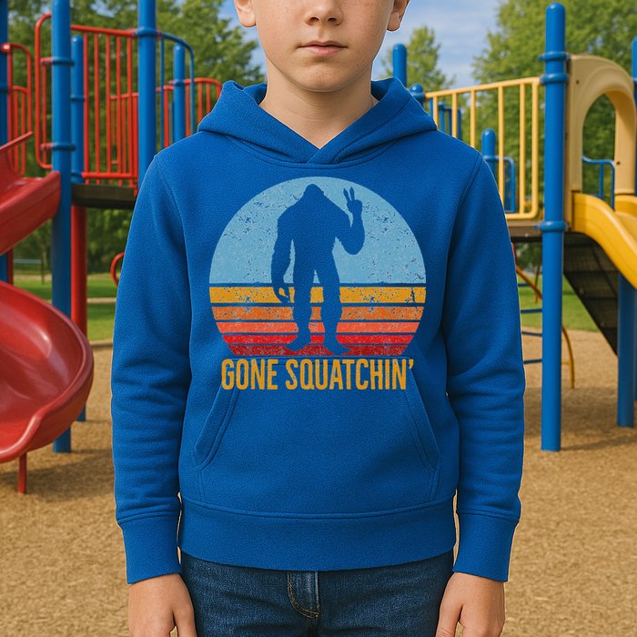  Gone Squatchin Sasquatch Peace Kids Hoodie