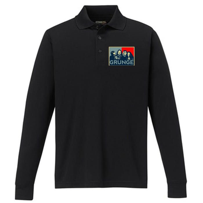 Grunge Seattle Sound Quotes Performance Long Sleeve Polo