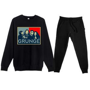 Grunge Seattle Sound Quotes Premium Crewneck Sweatsuit Set