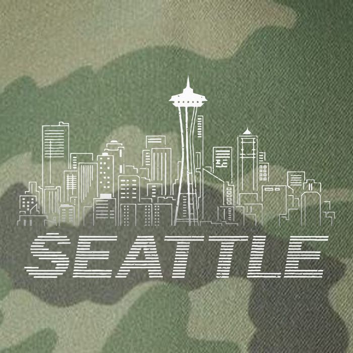 Grunge Seattle Skyline Distressed Look Design Legacy Tie Dye Trucker Hat