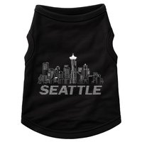 Grunge Seattle Skyline Distressed Look Design Doggie Tank
