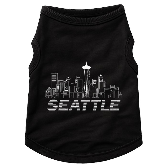 Grunge Seattle Skyline Distressed Look Design Doggie Tank