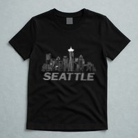 Grunge Seattle Skyline Distressed Look Design T-Shirt