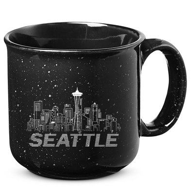 Grunge Seattle Skyline Distressed Look Design 15oz Campfire Ceramic Mug