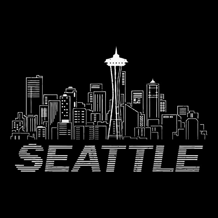 Grunge Seattle Skyline Distressed Look Design Flatbill Hat