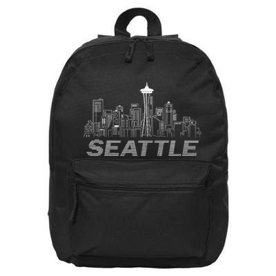 Grunge Seattle Skyline Distressed Look Design 16 in Basic Backpack