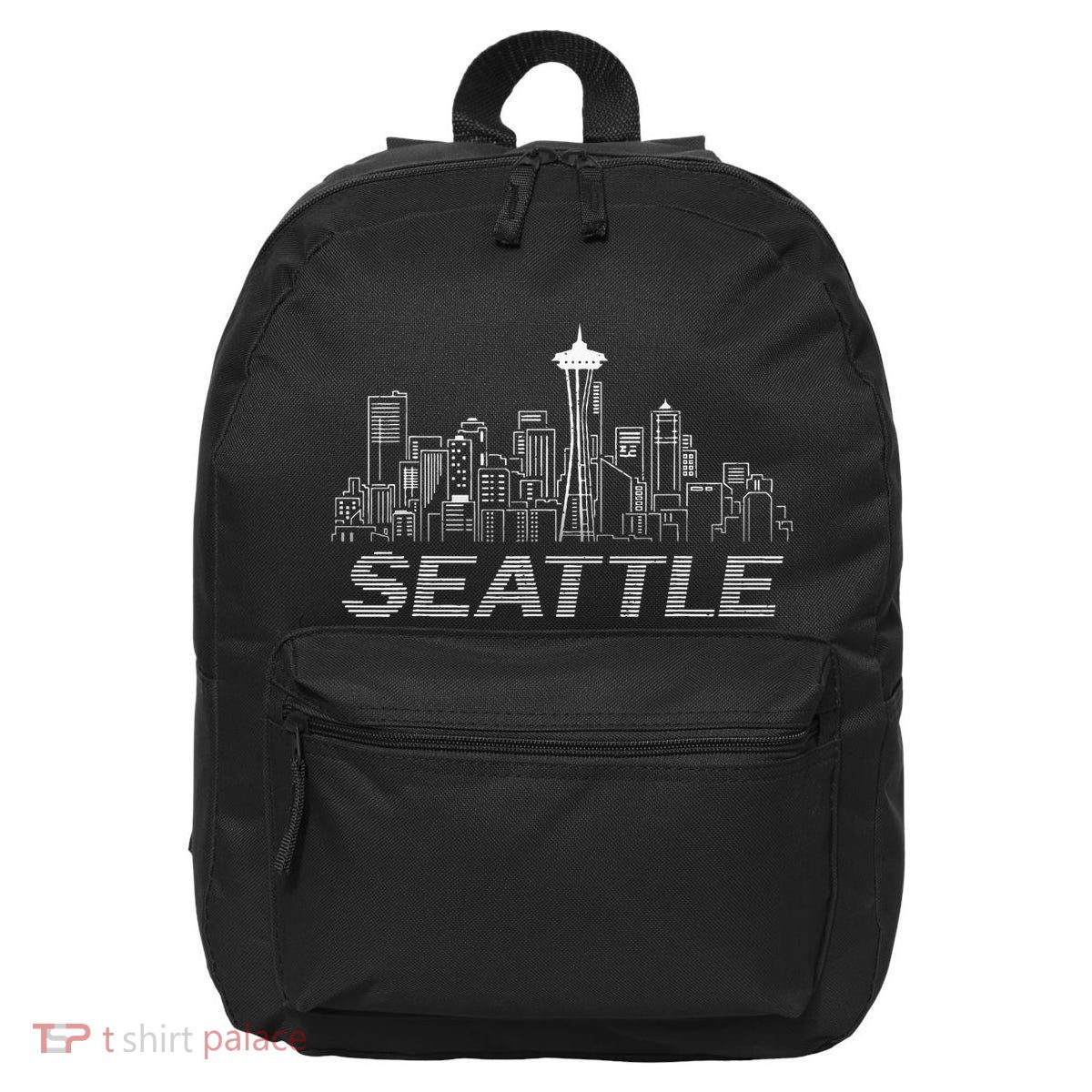 Grunge Seattle Skyline Distressed Look Design 16 in Basic Backpack