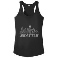Grunge Seattle Skyline Distressed Look Design Ladies PosiCharge Competitor Racerback Tank
