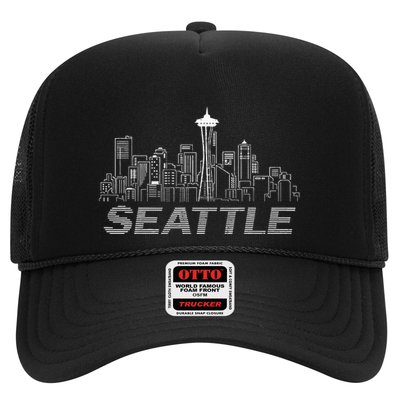 Grunge Seattle Skyline Distressed Look Design Trucker Hat