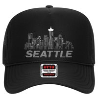 Grunge Seattle Skyline Distressed Look Design Trucker Hat