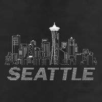 Grunge Seattle Skyline Distressed Look Design Trucker Hat
