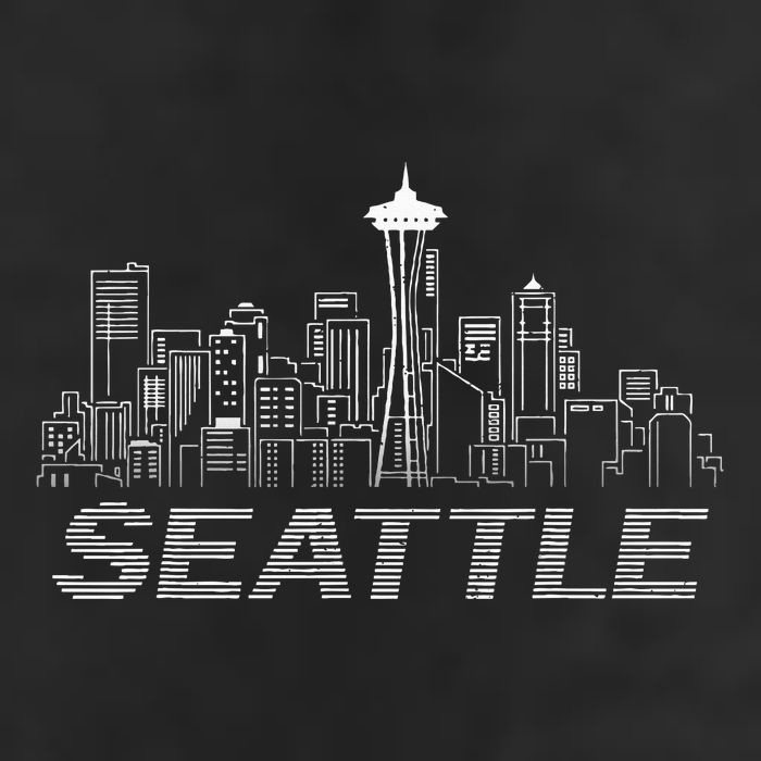Grunge Seattle Skyline Distressed Look Design Trucker Hat