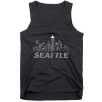 Grunge Seattle Skyline Distressed Look Design Tank Top