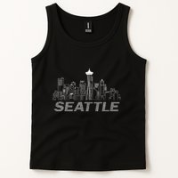 Grunge Seattle Skyline Distressed Look Design Tank Top