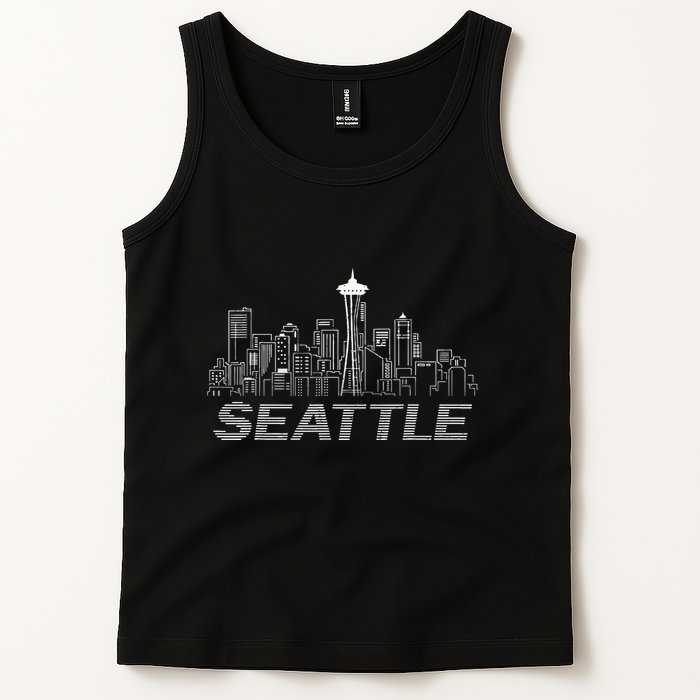 Grunge Seattle Skyline Distressed Look Design Tank Top