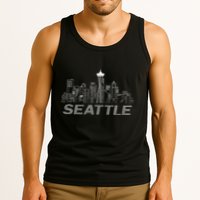 Grunge Seattle Skyline Distressed Look Design Tank Top