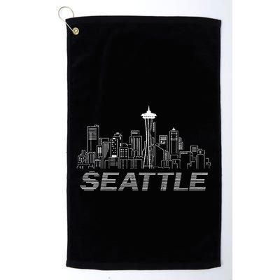 Grunge Seattle Skyline Distressed Look Design Golf Towel