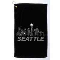Grunge Seattle Skyline Distressed Look Design Golf Towel