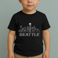 Grunge Seattle Skyline Distressed Look Design Toddler T-Shirt