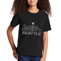 Grunge Seattle Skyline Distressed Look Design Kids T-Shirt