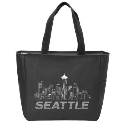 Grunge Seattle Skyline Distressed Look Design Zip Tote Bag
