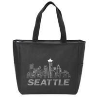 Grunge Seattle Skyline Distressed Look Design Zip Tote Bag