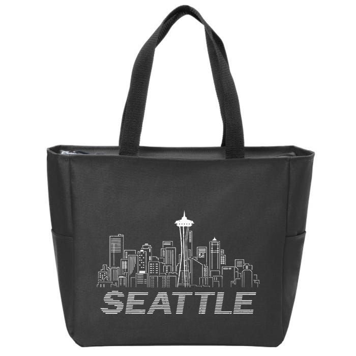 Grunge Seattle Skyline Distressed Look Design Zip Tote Bag
