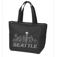 Grunge Seattle Skyline Distressed Look Design Zip Tote Bag