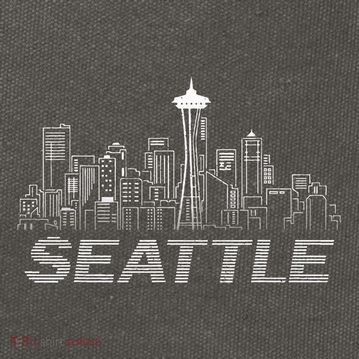 Grunge Seattle Skyline Distressed Look Design Cotton Canvas Backpack