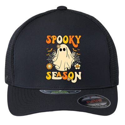 Ghost Spooky Season Funny Halloween Flexfit Unipanel Trucker Cap