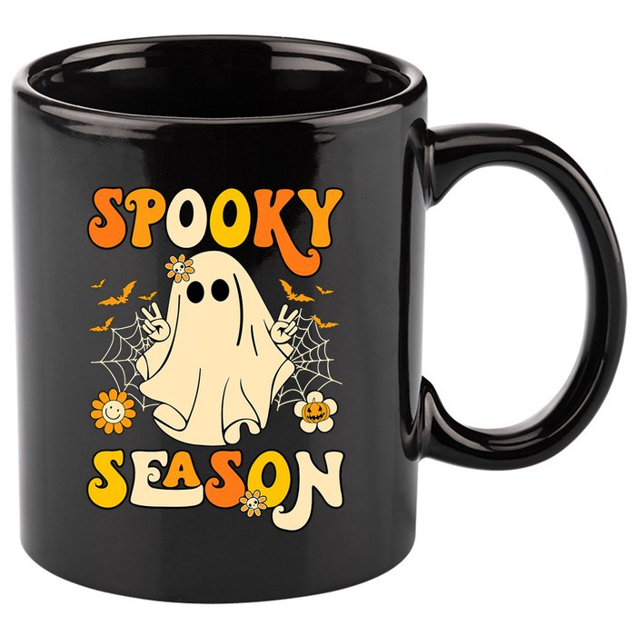 Ghost Spooky Season Funny Halloween 11oz C Handle Ceramic Mug