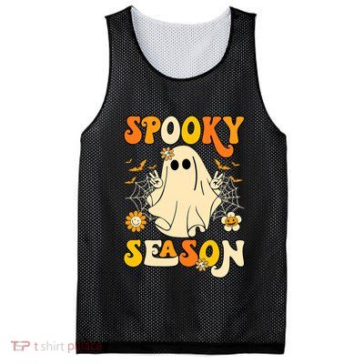 Ghost Spooky Season Funny Halloween Mesh Reversible Basketball Jersey Tank