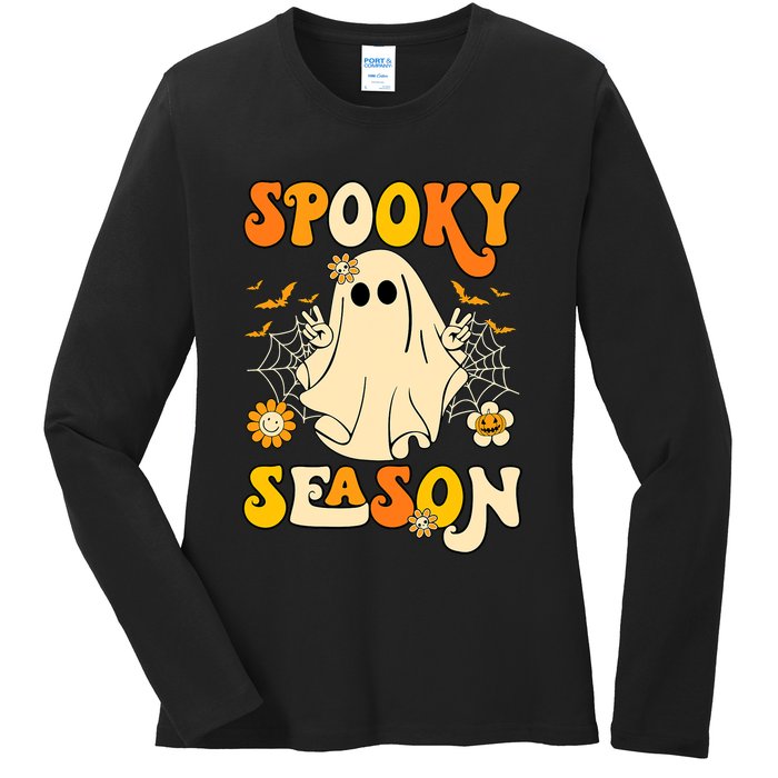 Ghost Spooky Season Funny Halloween Ladies Long Sleeve Shirt