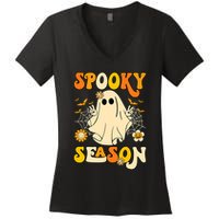 Ghost Spooky Season Funny Halloween Women's V-Neck T-Shirt