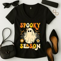 Ghost Spooky Season Funny Halloween Women's V-Neck T-Shirt